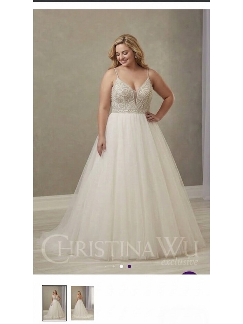Bridal Ball Gown Wedding Dress Ivory Size 16 Beaded Bodice Tulle ALine Open Back